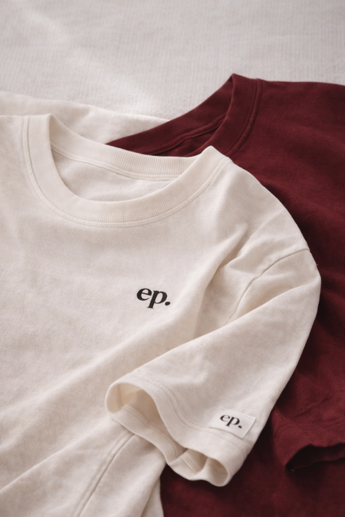 Polera Oversize ep. crudo y burdeo